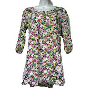 Free People Peplum Floral short sleeve button up Top blouse Size S